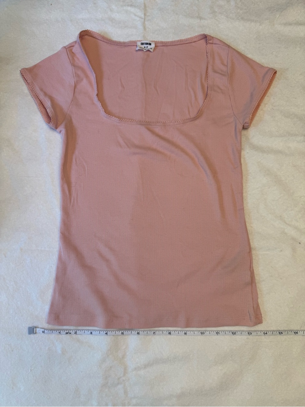 Cotton On Ribbed Square-Neck Tee - Blush